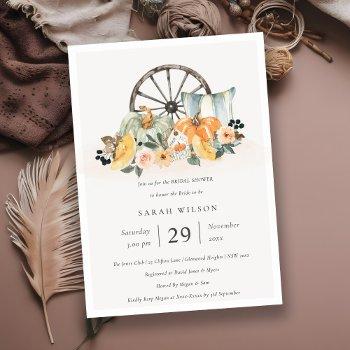 fall pumpkin leafy floral bridal shower invite