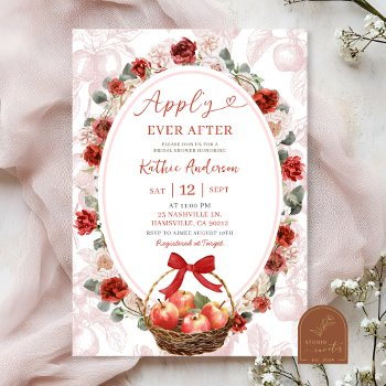 fall red apple toile bridal shower  invitation