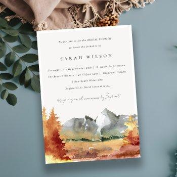 fall rust mountain trees foliage bridal shower invitation