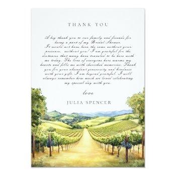 Fall Vineyard Scenery Bridal Shower Thank You Card Front View