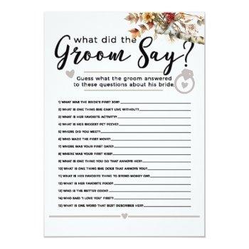Fall Wildflowers Birch Tree Bridal Shower Game Invitation Front View