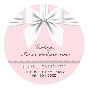 fancy pink elegant tiffany birthday thank you classic round sticker