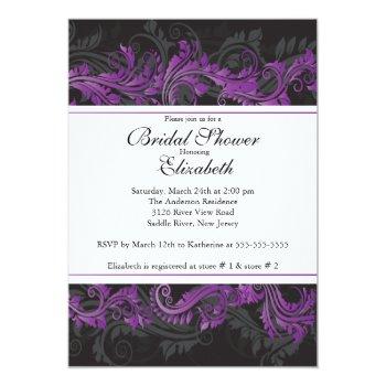 Fancy Purple Black Damask Front View