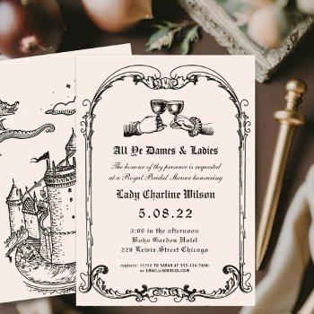 fantasy medieval engraving bridal shower  invitation