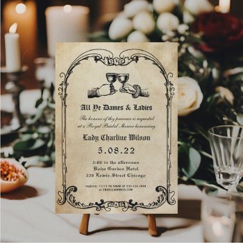 fantasy medieval engraving bridal shower  invitation