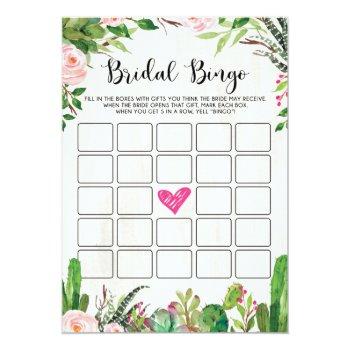 Fiesta Bridal Shower Game Cactus Pink Floral Card Front View