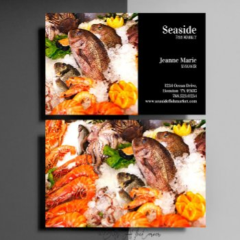 fish market in black background business card