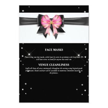 Flamingo Pink Black Bridal Shower Glitter Glam  Invitation Front View