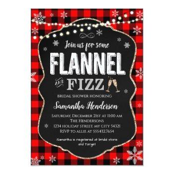 Flannel And Fizz Bridal Shower Buffalo Plaid  Invitation Front View