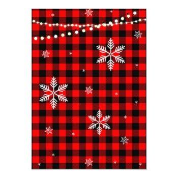 Flannel And Fizz Bridal Shower Buffalo Plaid  Invitation Front View