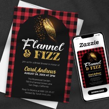 flannel & fizz red and black plaid bridal shower invitation