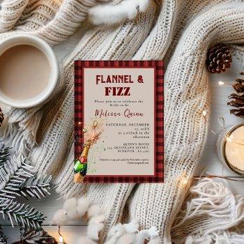 flannel & fizz winter red &  black bridal shower invitation