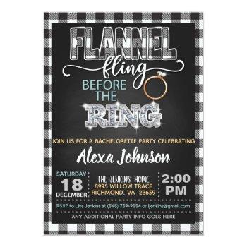 Flannel Fling Bachelorette Party Invitation - Wh Front View