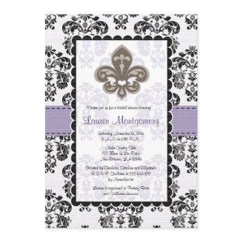 fleur de lis bridal shower invitations purple gold