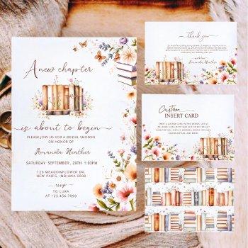 floral a new chapter begins bridal shower  invitation