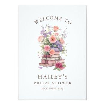 Floral A New Chapter Bridal Shower Welcome Sign Front View