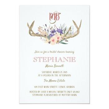 Floral Antlers Rustic Front View