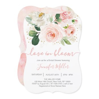 floral blush pink love in bloom bridal shower invitation