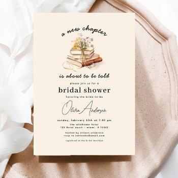 floral book new chapter begins bridal shower invitation