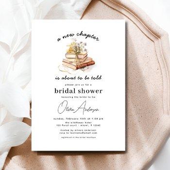 floral book new chapter begins bridal shower invitation