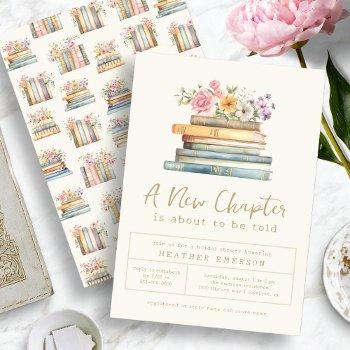 floral books bridal shower invitation