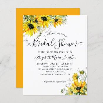 floral bridal shower sunflower yellow invitation