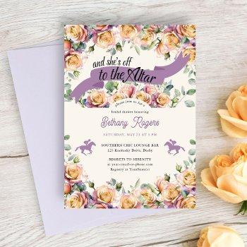 floral derby bridal shower purple yellow roses  invitation