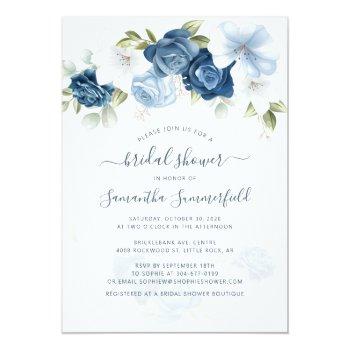 Floral Dusty Blue Script Foliage Front View