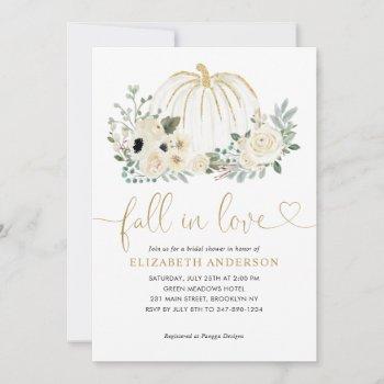 floral fall in love white pumpkin bridal shower invitation