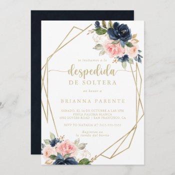 floral gold geometric spanish bridal shower  invitation