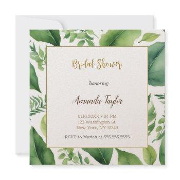 floral greenery minimal calligraphy bridal shower invitation
