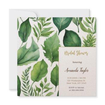 floral greenery minimal calligraphy bridal shower invitation