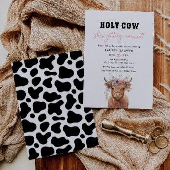 floral holy cow western cowgirl bridal shower invitation