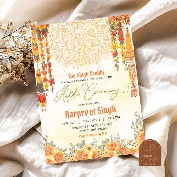 floral indian groom haldi ceremony  invitation