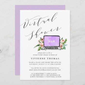 floral laptop virtual bridal shower invitation