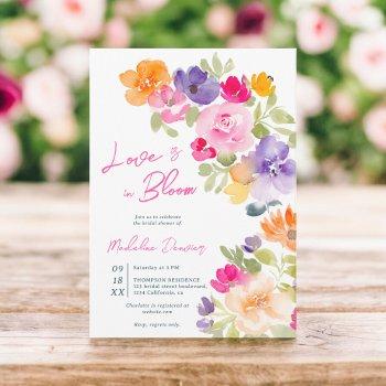 floral love in bloom pink summer bridal shower invitation