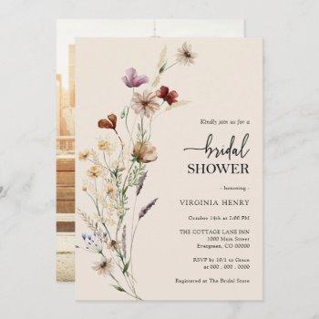floral photo bridal shower invitation