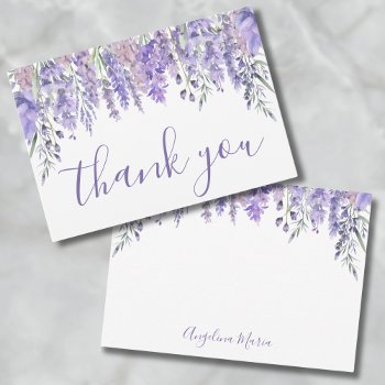 floral purple quinceañera birthday thank you card