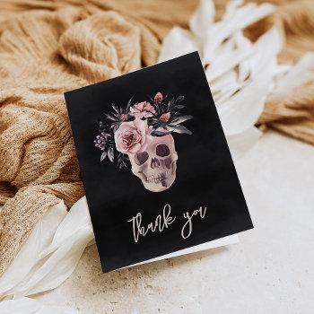 floral skull thank you card