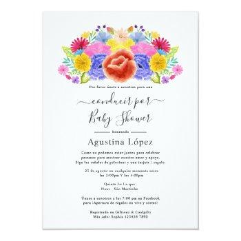 Floral Spanish Fiesta Floral Drive By Shower Invitation Front View