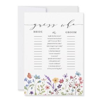 floral spring summer guess who bridal shower game invitation