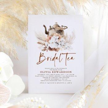 floral terracotta boho bridal shower tea party invitation