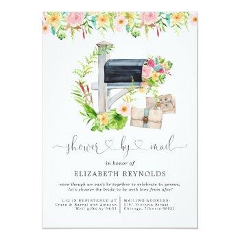 Floral Virtual Bridal Shower By Mail Invitation Front View