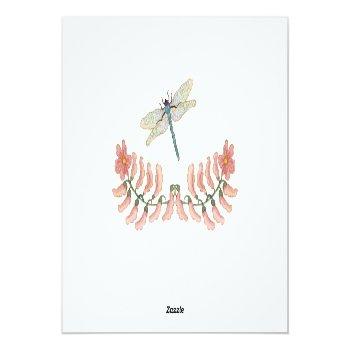 Floral Watercolor Blue And Pink Butterfly Bridal Note Card Front View