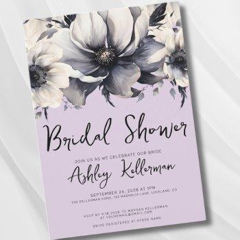floral watercolor violet purple bridal shower invitation