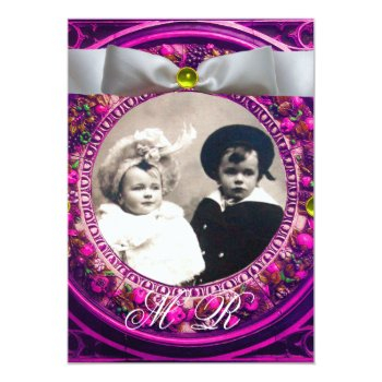 Florentine Floral Crown White Ribbon Monogram Invitation Front View