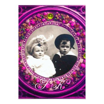 Florentine Renaissance Floral,pink Fruits Monogram Invitation Front View