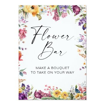 Flower Bar Garden Flowers Bridal Shower Pedestal Sign Front View