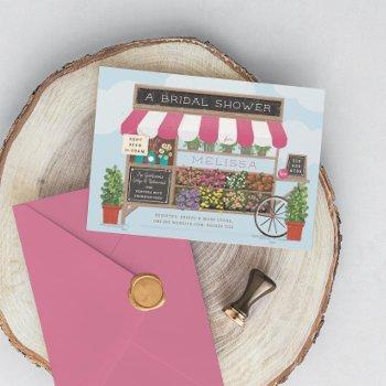 flower cart farmer's market bridal shower invitation