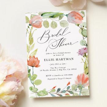 flower garden pink green bridal shower invitation